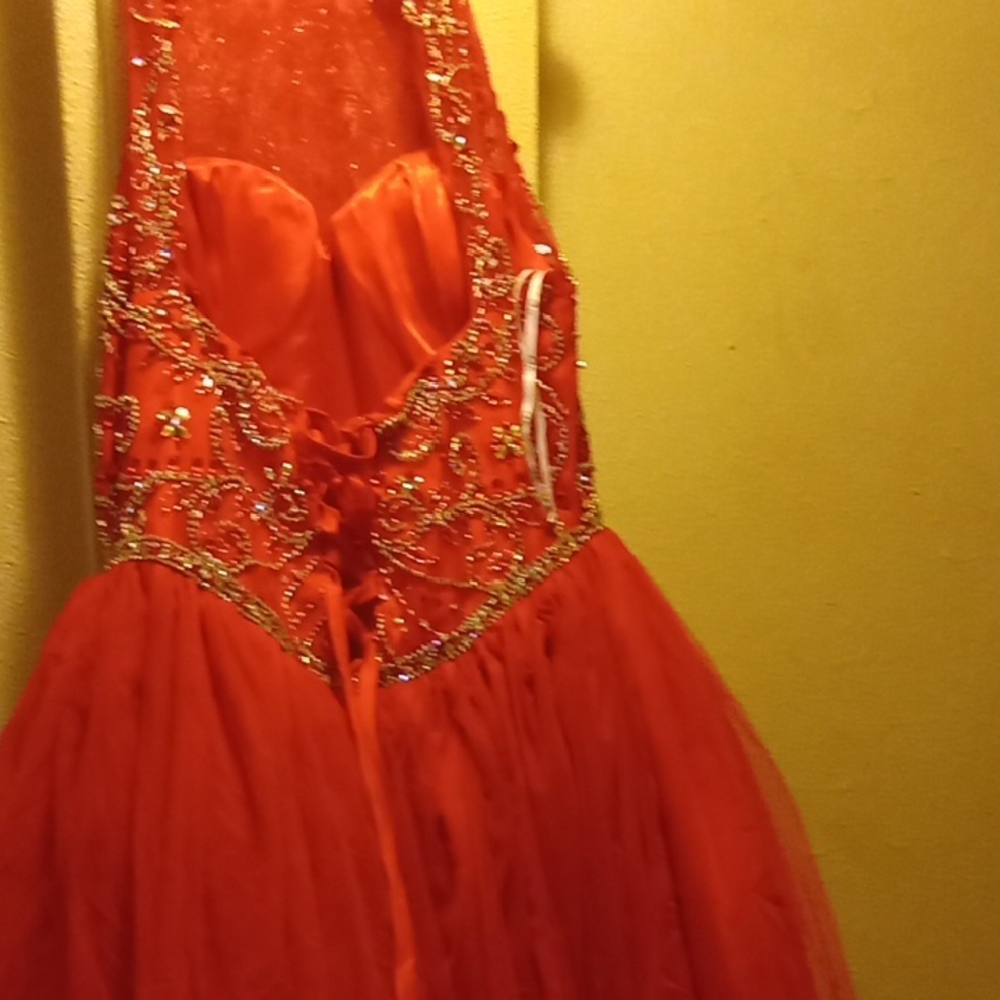 Elegant Red Beaded Gown